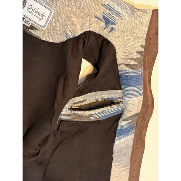 Vintage Aztec Wool Vest Pull Over-Size M Outback Trading Co. Western Wear Aztec - Picture 11 of 14